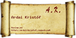 Ardai Kristóf névjegykártya