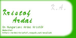 kristof ardai business card